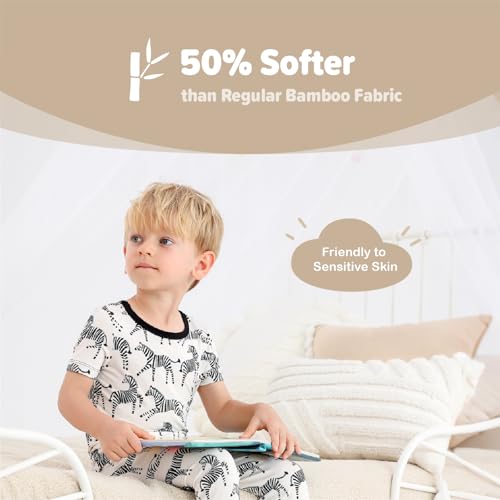 Image of Kids 2-Piece So Soft Playtime Set-Lightweight Viscose from Bamboo Short Sleeve Top&Leggings for Toddler Boy & Girls