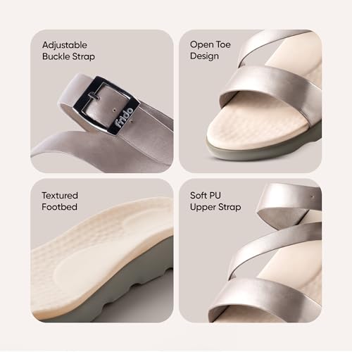 Image of Frido Cloud Comfort Orthopaedic Sandals for Women | Arch Support & Heel Cushion | Anti-Slip Sole, Adjustable Buckle | Lightweight Soft PU Footbed | Available in Open Toe & Toe Separator Style