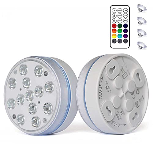 Durawell Submersible LED Pool Lights with Magnets and Suction Cups, RGB Color Changing and Battery Powered LED Underwater Lights with Remote for Pool, Pond and Bathtub Decoration (2 Packs)