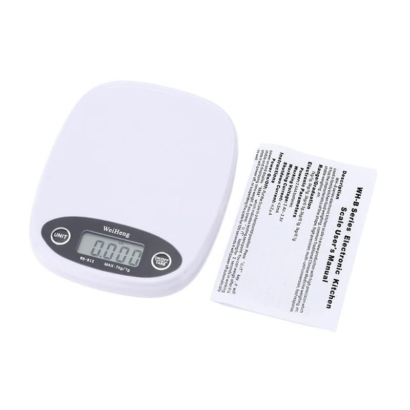 2pcs La Escala de Alimentos 7kg / 1g, la Pantalla Digital Muestra el Peso en Gramos, onzas y Libras for Preparar Comida, cocinar y Hornear Blanca, una Necesidad de Cocina diseñada.