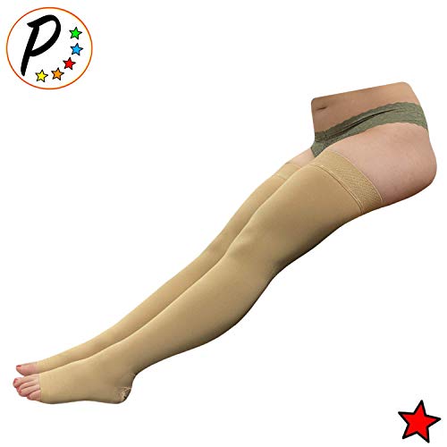 Medias de compresión firmes para muslo 20-30 mmHg beige S/M miniatura 3