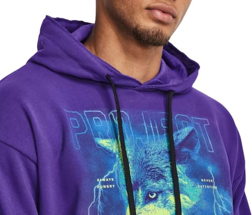 Under Armour Project Rock Heavyweight Terry Men's Hoodie Pullover (US, Alpha, Medium, Regular, Regular, Pluto/Black)2