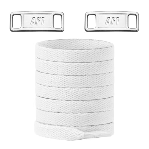 NDTEZUGT Flat Athletic Shoelaces for Air Force 1 Sneakers (White,54-140cm)