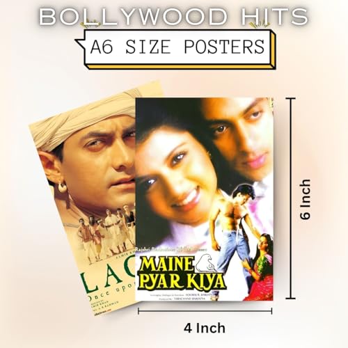 Posters Inc Bollywood Posters Pack of 54 | 4x6 Inch Aesthetic Wall Art for Bedroom, Living Room & Gym | Home Decor Items, Collage Art Kit, Gifts for Women & Friends | 300 GSM Paper