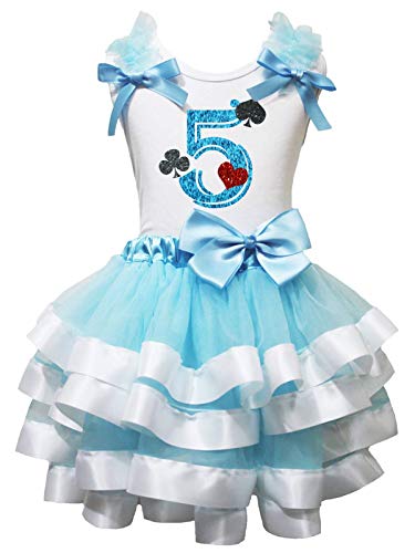Falda de pétalos azul claro NB-8y tutú de 4 capas para disfraces y ceremonias