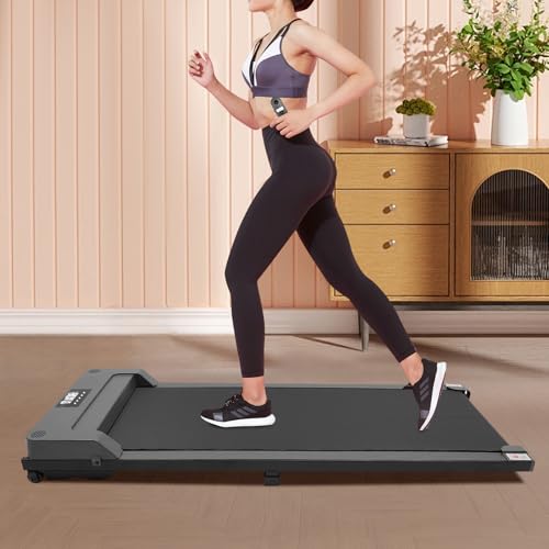 Tapis de course pour la maison/le bureau, tapis de marche silencieux avec écran LCD et télécommande, appareil d'entraînement Under Desk Treadmill pour l'entraînement d'endurance, appareils de fitness – Image 4