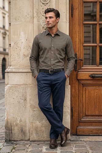 Image of Louis Philippe Men's Polyester Blend Slim Fit Look All Day Comfort with Stretch Full Sleeve Solid Fashion Formal Shirt