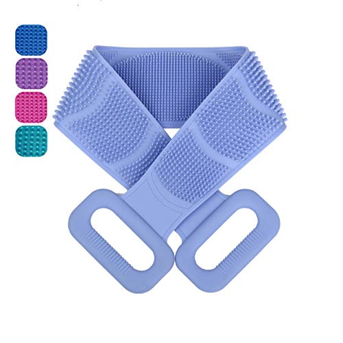 Silicone Back Scrubber for Shower:2020 New Version Bath Body Brush- Exfoliating Lengthen | Easy to Clean Lathers Well Eco Friendly Comfortable Body Scrubber(Blue)