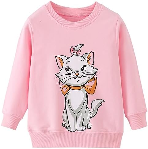 RETSUGO Toddler Baby Girls Cat Sweatshirts Casual Pullover Crewneck Winter Long Sleeve Tops Shirts Clothes 4t(75-Cat 110)