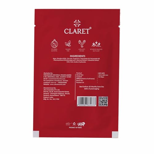 CLARET Store Claret Refreshing and Cleansing Wet Wipes (Pack of 50) - Image 3