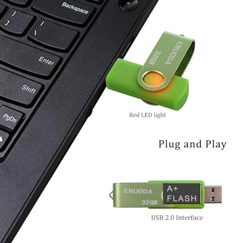 Image of 32GB Flash Drive 5 Pack ENUODA Thumb Drives 32GB Swivel Design USB 2.0 Memory Stick Jump Drive Pen Drive for Storage and Backup (5 Colors)