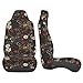 MAGIFUN Floral Car Seat Cover Retro Daisy Seat Cushion Auto Bucket Seat Cover Set 2 Pack Hippie Boho Flower Car Front Seat Cushion Elastic Seats Cushion Automotive Seats Covers Accessory, Brown