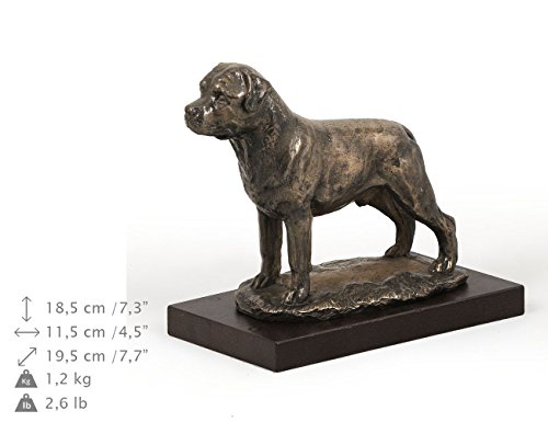 Urne pour les cendres de chien Rottweiler faite à la main en bronze