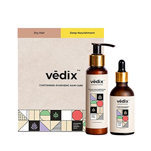 Vedix Sulfate Free Shampoo and Leave In Conditioner combo, Customized Ayurvedic Hair Care Combo for Frizz Free and Dry Hair, Intense Damage Repair Conditioner for Soft and Shiny Hair – 150 ml