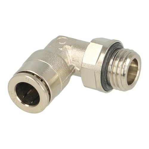 CAMOZZI 6522 8-1/4 Connection 1: 8 MM Push in, Connection 2: 1/4 Male BSPP Thread, Push in Fitting, Seal: Bruna-N, Swivel Elbow