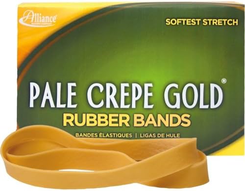 Alliance Rubber 21075 Pale Crepe Gold Rubber Bands Size #107, 1 lb Box Contains Approx. 60 Bands (7" x 5/8", Golden Crepe) image 3