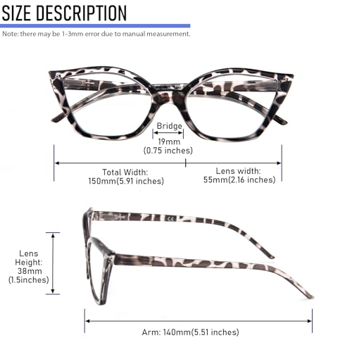 DXYXYO Cat Eye Reading Glasses for Women 3 Pack Anti Blue Light Computer Readers Stylish Retro with Spring Hinge