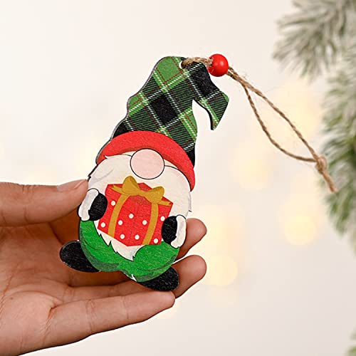 Adurself 6 Pieces Christmas Gnome Ornaments Wooden Ornaments With Ropes Hanging Decorations For Christmas Tree Decoration Gnome Santa Doll Wooden Hanging Craft Gnome Elf Party Supplies #TOP6