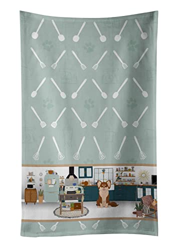 Caroline's Treasures WDK5886KTWL Longhaired Chocolate and White Chihuahua in The Kitchen Kitchen Towel Dish Cloths Guest Hand Towel Decorative Bathroom Towel for Face,Tea, Dishcloth, Kitchen and Bath