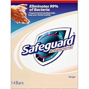 Safeguard 14 bars 4 ounce (113 gram) each beige washes away bacteria antibacterial soap bar