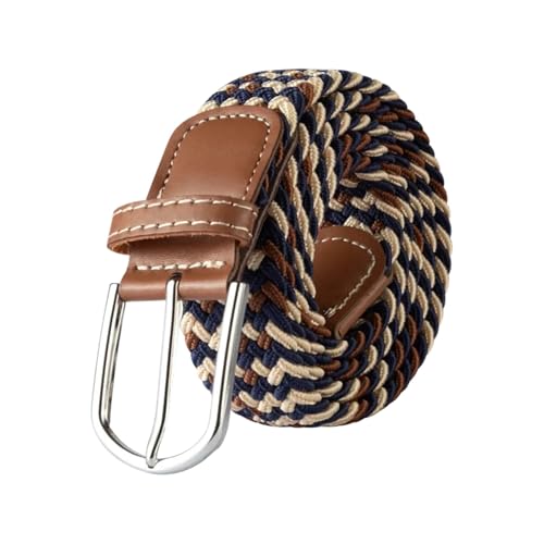 2.5cmx100cm /3.3cmx107cm Unisex Belt Casual Knitted Pin Buckle Belt Woven Canvas Elastic Braided Stretch Belts For Women For Jeans Pants Dress(2.5cmX100cm,Beige coffee blue)