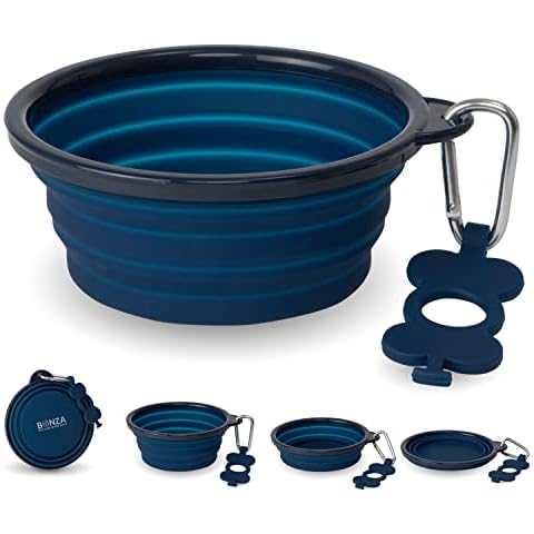 Bonza Collapsible Dog Bowl with Carabiner Cover