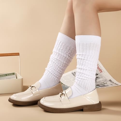 Image of Pleneal Slouchy Socks for Women Scrunch Sock Knit Chunky Crew Boot Socks