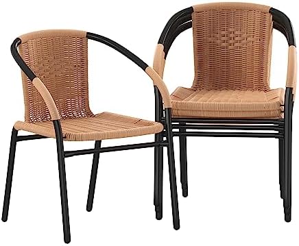 Flash Furniture Lila 4 Pack Beige Rattan Indoor-Outdoor Restaurant Stack Chair | Versatile and Stylish Seating Flash Furniture Lila 4 Pack Beige Rattan Indoor-Outdoor Restaurant Stack Chair | Versatile and Stylish Seating