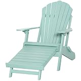 Outsunny Adirondack-Gartenstuhl Outdoor Gartenmöbel mit Fußstütze klappbar Gartenliege Kiefernholz Grün 78 x 140 x 94 cm