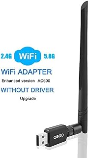 QGOO WiFi Adapter ac600Mbps，Wireless USB Adapter 2.42GHz/5.8GHz Dual Band 802.11 ac Network LAN