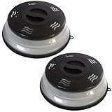 Microwave Splatter Cover Vented for Food, Splatter Guard & Colander Kitchen Gadget for Fruit Vegetables Microwave Plate Cover with Hook Hole,Dishwasher-Safe,BPA-Free Silicone & Plastic (2Pack)