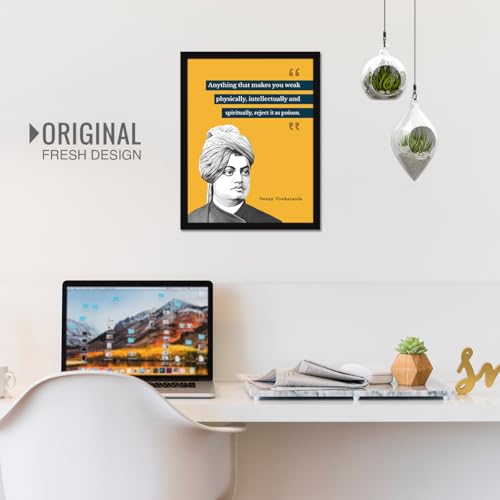 Image of Chaka Chaundh Acrylic - Suitable Swami Vivekananda Motivational Quotes Framed Poster for Office & Student - 14 X 11 Inches