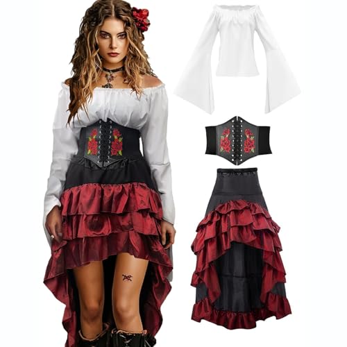 Vestido medieval de mujer largo Palacio Renacentista Vestido Ceremonia Gótico de estilo victoriano Medieval Retro 800 Vintage Elegante Disfraz de Princesa Disfraz de Corsé para Halloween