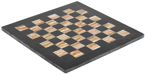 Marble Chess Board 15 Inch Handmade Black and Green Onyx