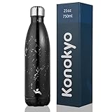 Konokyo Insulated Water Bottles,25oz Double Wall Stainless Steel Vacumm Metal Flask for Sports Travel,Marble-Midnight