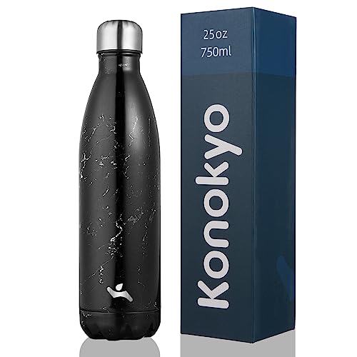 Image of Konokyo Insulated Water Bottles,25 oz Double Wall Stainless Steel Vacumm Metal Flask for Sports Travel,Marble Midnight