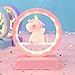 Mobestech Luce notturna unicorno, carillon unicorno con luce a led, luce da tavolo unicorno per regalo di compleanno di compleanno di ragazze bambini (1 pezzo, rosa)
