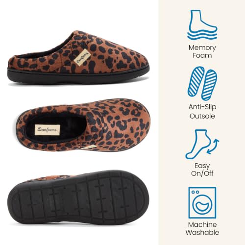 Image of Dearfoams Women's Lightweight Memory Foam Indoor House Slipper Darcy Velour Clog with Wide Widths