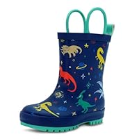 JAN & JUL Waterproof Non-Slip Rain Boots for Toddler Boys (Space Dinos, Size 25)