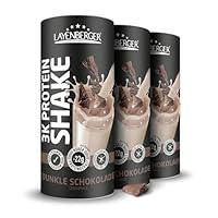 Layenberger 3K Protein Shake - 74% Eiweiß und nur 4,3% Kohlenhydrate bei 9 g Zucker, (3x 360 g) - Dunkle Schokolade