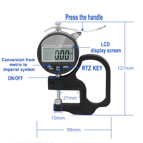 Calibrador digital de espesor con pantalla LCD 0-12.7 mm miniatura 6