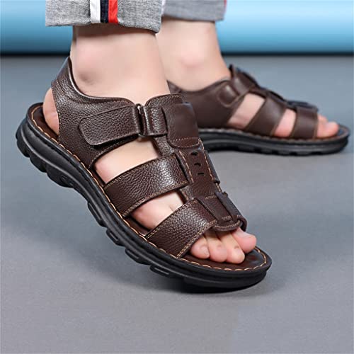Men Genuine Leather Sandals Outside Cow Leather Slippers Soft-Soled Male Casual Sandals Non-Slip(39)3
