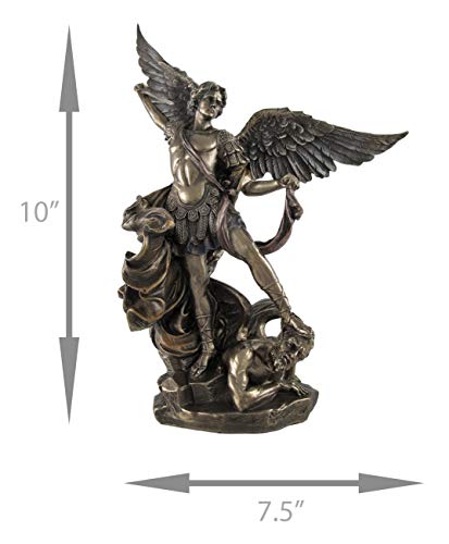 Estatua de San Miguel 10 pulgadas acabado bronce resina miniatura 5