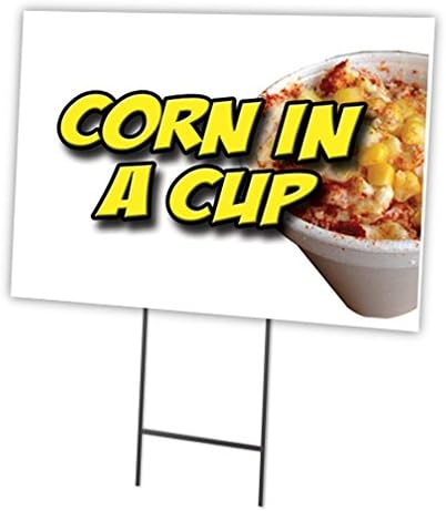 Corn in A Cup 18"x24" Yard Sign & Stake | Advertise Your Business | Stake Included Double Sided Image | Made in The USA