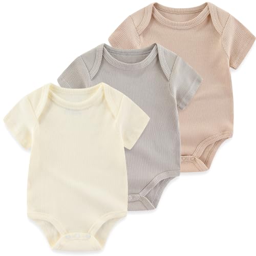 Image of Ruliby Baby Bodysuit Boy Girl Clothes Soft Newborn Infant Outfit Short Sleeve Romper