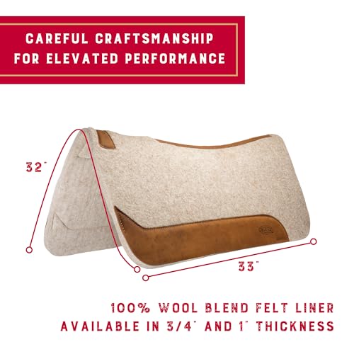 Weaver Equine 33" x 32" Contoured Wool Blend Felt Horse Saddle Pad, Shock Absorbing Western Saddle Pad for Protection, Durable Equine Supplies, ‎Tan by Weaver Equine - Image 5