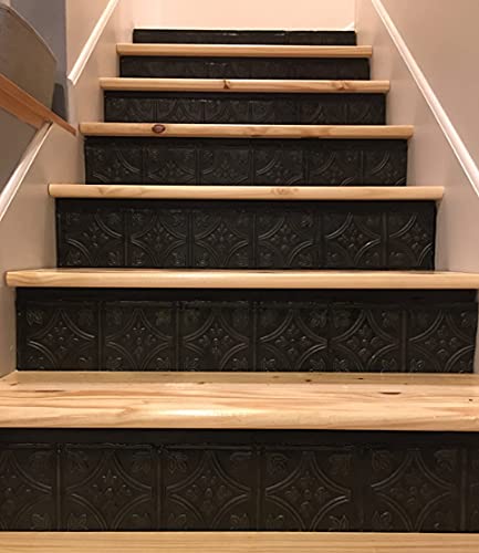 Holydecot Tin Wall Tiles 24x24 Nail-Up, Stair Risers, Metal Ceiling Tiles, 5 Pack (Black) - Thumbnail 5