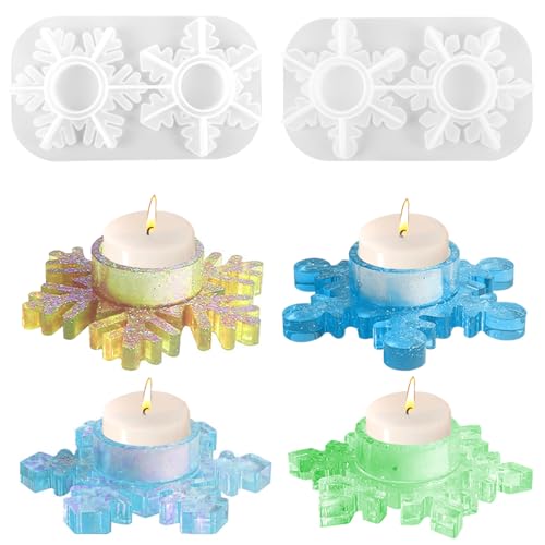 2 Pièces Moule Silicone Bougeoir, Étoile Neige Flocons 3D | FindTheDeal