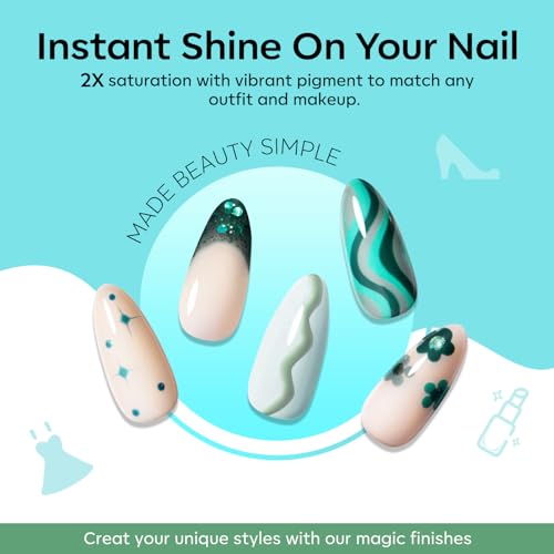 Modelones Gel Nail Polish Set, 6 Colors Green Gel Polish Misty Gray Dark Green Glitter Nail Polish Baby Blue Varnish Kit Soak Off Nail Art Manicure DIY Salon for Women - Image 4