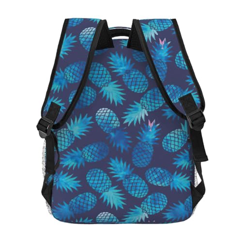 Mochila plegable ligera para evitar el exceso de equipaje con estampado de piña azul 4